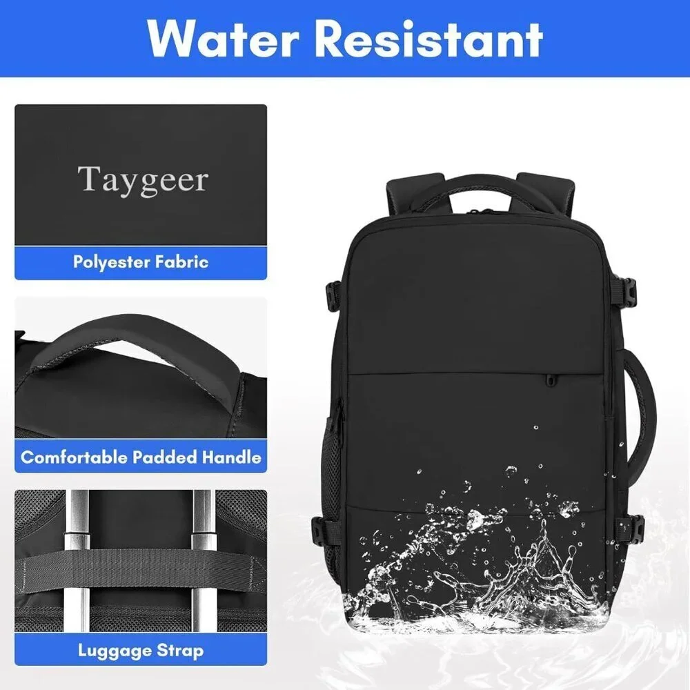 Taygeer Women's Black Travel Backpack Carry On 15.6inch Laptop Backpack